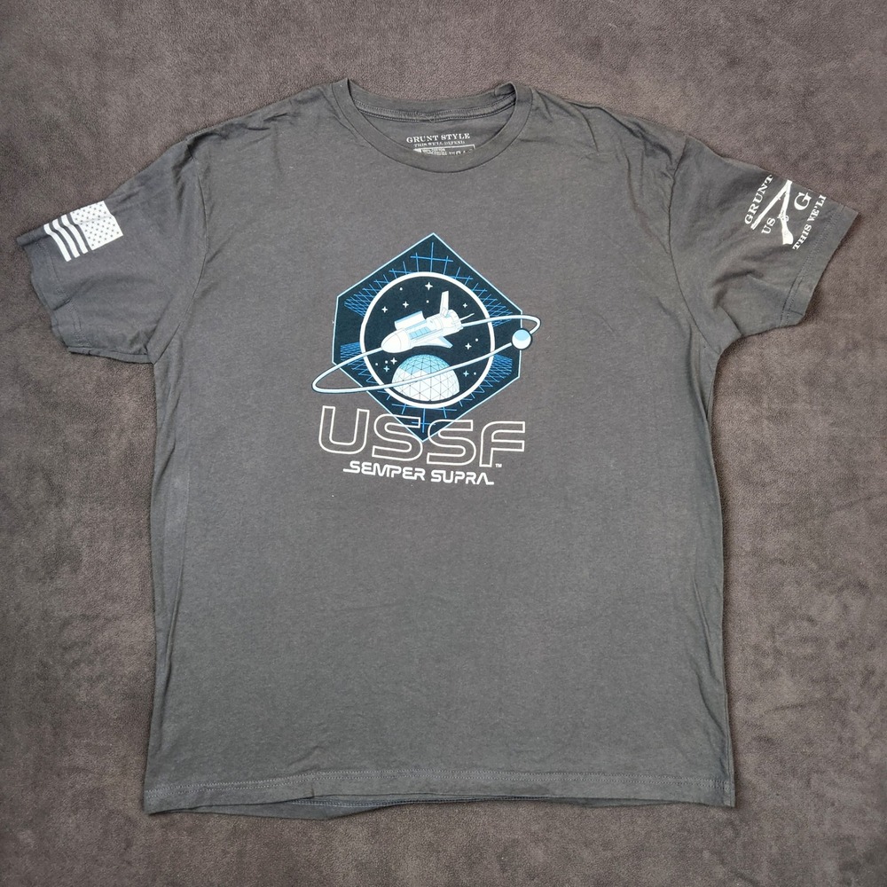 Grunt Style Shirt Mens‎ 2X Gray USSF Semper Supra Graphic Tee Military Patriotic